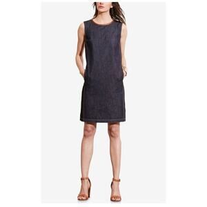 Lauren Ralph Lauren Women's Dianva Womens Denim Leather Trim Casual Dress 14W